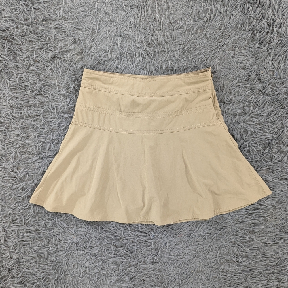 Athleta Skort Women's 2 Tan Mini A-Line Stretch Zip Athletic